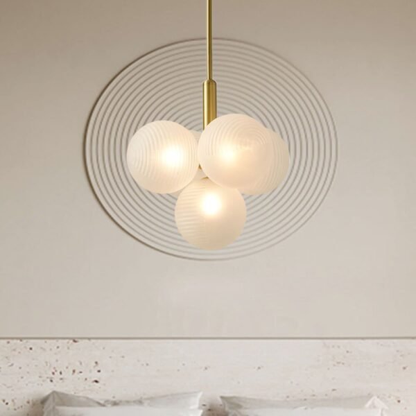5/13 Light Opal Textured White Glass Shade Bubble Cluster Grape Chandelier - Image 5