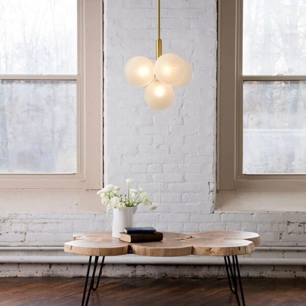5/13 Light Opal Textured White Glass Shade Bubble Cluster Grape Chandelier - Image 2