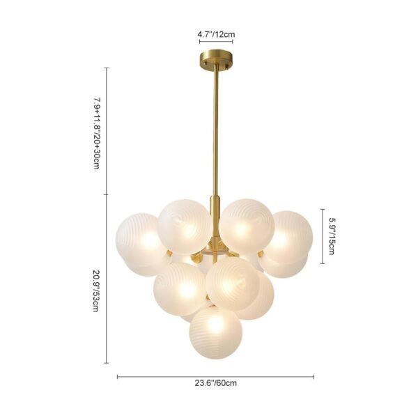 5/13 Light Opal Textured White Glass Shade Bubble Cluster Grape Chandelier - Image 9