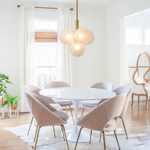 5/13 Light Opal Textured White Glass Shade Bubble Cluster Grape Chandelier - Image 8