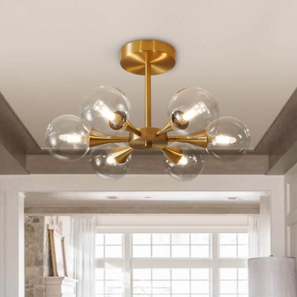 6-Light Clear Glass Shade Chandelier Ceiling Light - Image 4
