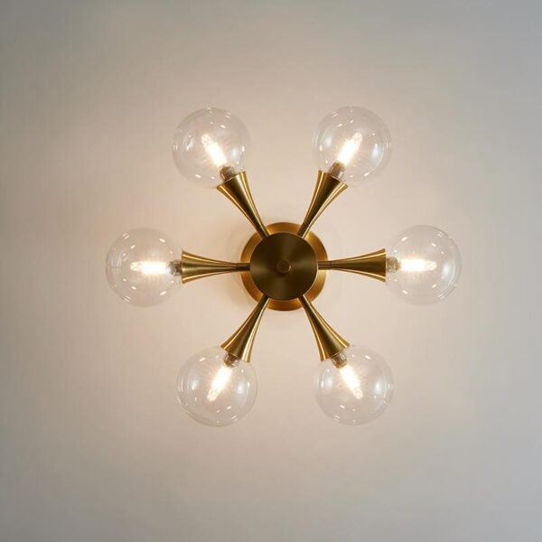 6-Light Clear Glass Shade Chandelier Ceiling Light - Image 10