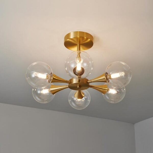6-Light Clear Glass Shade Chandelier Ceiling Light - Image 5