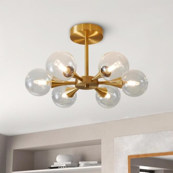 6-Light Clear Glass Shade Chandelier Ceiling Light - Image 3