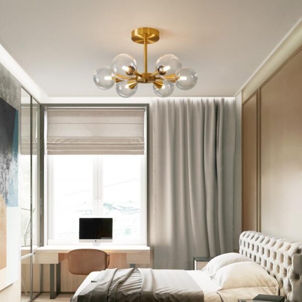 6-Light Clear Glass Shade Chandelier Ceiling Light - Image 2