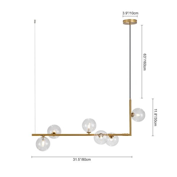 6-Light Glass Linear Bubble Chandelier - Image 9