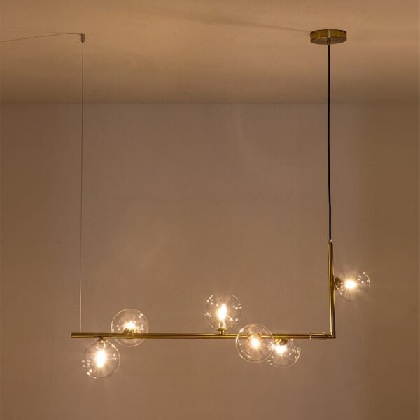 6-Light Glass Linear Bubble Chandelier - Image 3