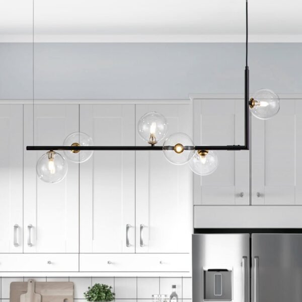 6-Light Glass Linear Bubble Chandelier - Image 2