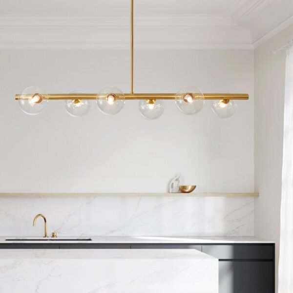 6-Light Linear Bubble Glass Chandelier - Image 2