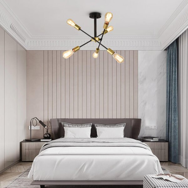6-Light Rotatable Sputnik Chandelier in Black/ Black+Gold - Image 6