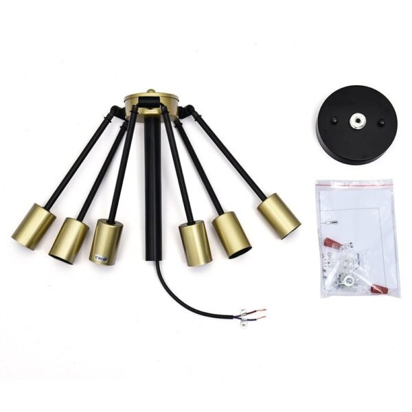 6-Light Rotatable Sputnik Chandelier in Black/ Black+Gold - Image 15