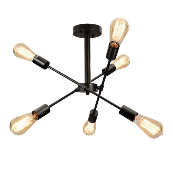 6-Light Rotatable Sputnik Chandelier in Black/ Black+Gold - Image 11