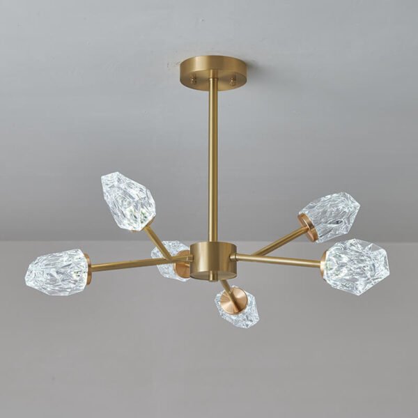 6-Light Sputnik Crystal Glass Shades Chandelier - Image 5