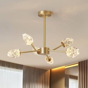 6-Light Sputnik Crystal Glass Shades Chandelier