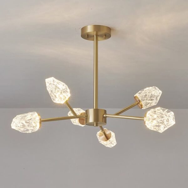 6-Light Sputnik Crystal Glass Shades Chandelier - Image 3