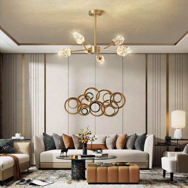 6-Light Sputnik Crystal Glass Shades Chandelier - Image 2