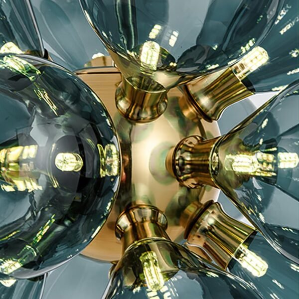 Modern Blue Frosted Glass Bubble Sputnik Chandelier - Image 11