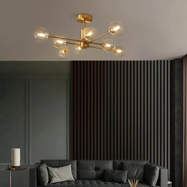 8-Light Clear Glass Shade Sputnik Chandelier - Image 4