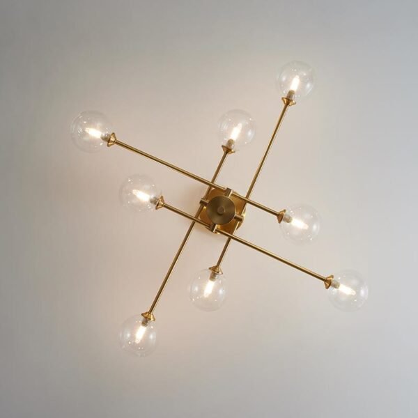 8-Light Clear Glass Shade Sputnik Chandelier - Image 9