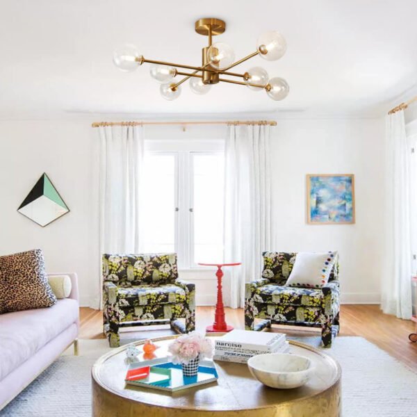 8-Light Clear Glass Shade Sputnik Chandelier - Image 5