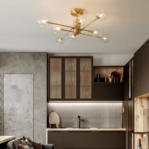 8-Light Clear Glass Shade Sputnik Chandelier