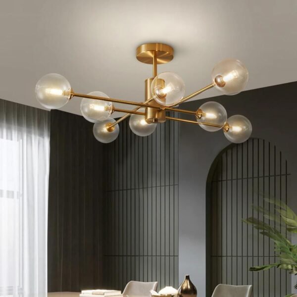 8-Light Clear Glass Shade Sputnik Chandelier - Image 3