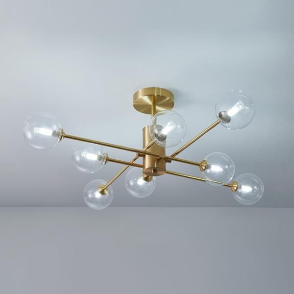 8-Light Clear Glass Shade Sputnik Chandelier - Image 7