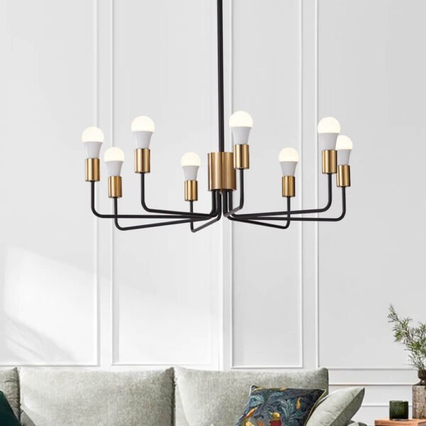 8 Light Rustic Candle Style Chandelier - Image 4
