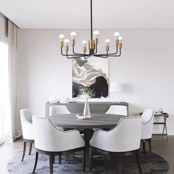 8 Light Rustic Candle Style Chandelier - Image 3