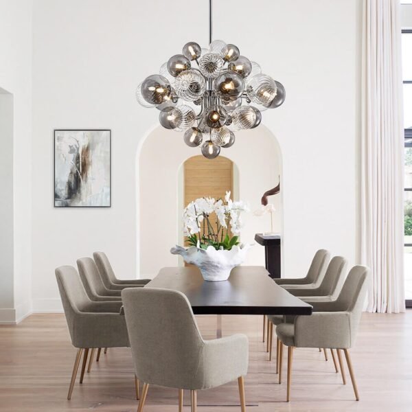 8/18 Light Cluster Bubble Grape Glass Chandelier - Image 7