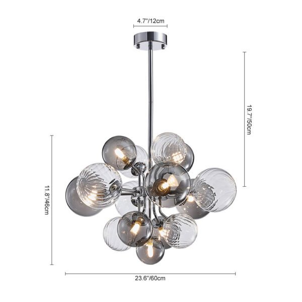 8/18 Light Cluster Bubble Grape Glass Chandelier - Image 9