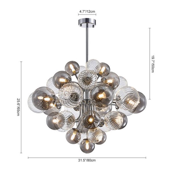 8/18 Light Cluster Bubble Grape Glass Chandelier - Image 10
