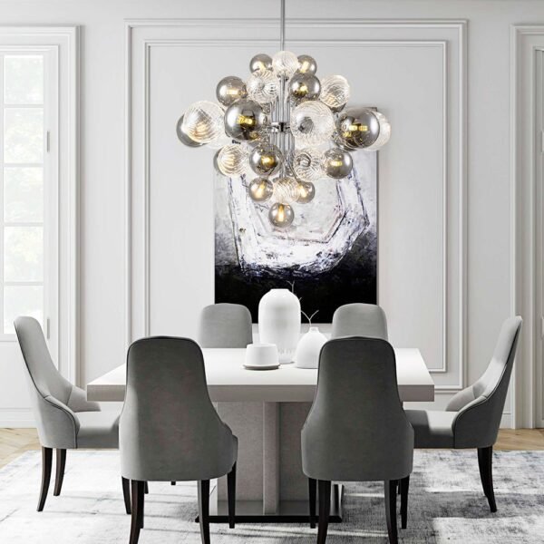 8/18 Light Cluster Bubble Grape Glass Chandelier - Image 2