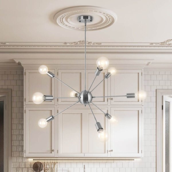 9-Light Sputnik Chrome Chandelier - Image 4