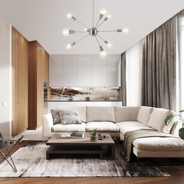 9-Light Sputnik Chrome Chandelier - Image 2