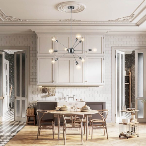 9-Light Sputnik Chrome Chandelier - Image 3
