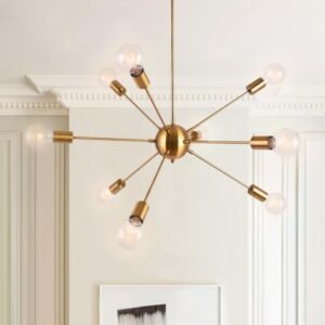 9-Light Sputnik Gold Chandelier