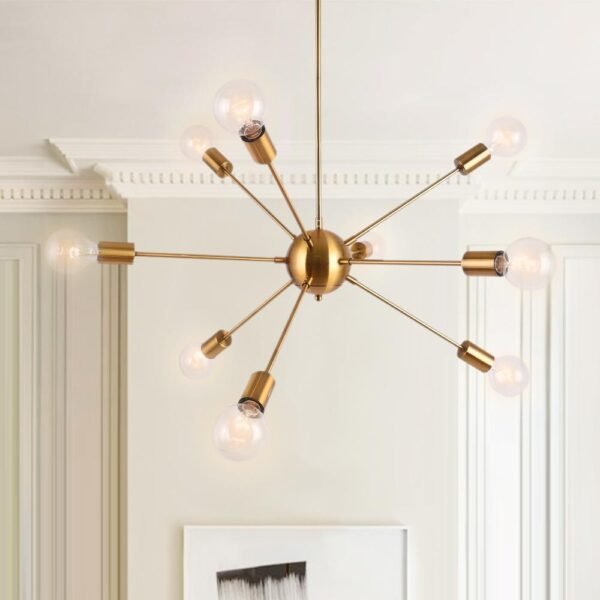 9-Light Sputnik Gold Chandelier