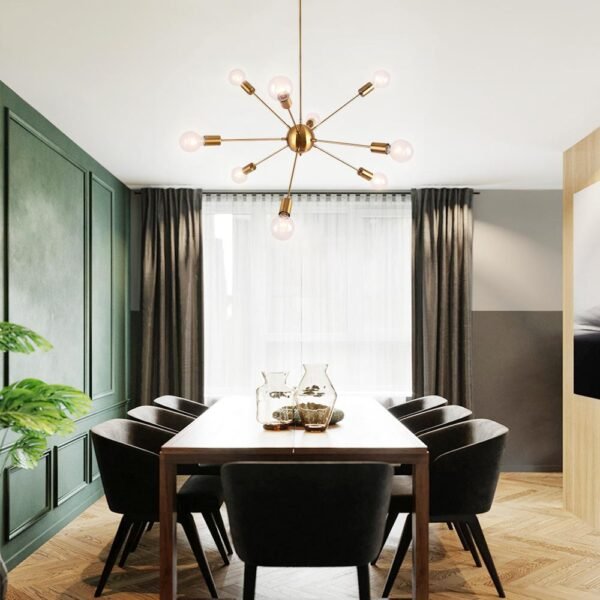 9-Light Sputnik Gold Chandelier - Image 2