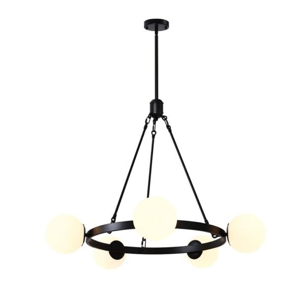 Milk Glass Globes Black Bubble Chandelier - Image 7