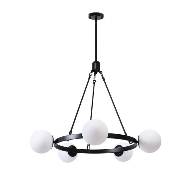 Milk Glass Globes Black Bubble Chandelier - Image 6