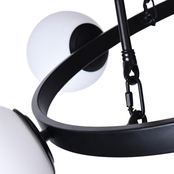 Milk Glass Globes Black Bubble Chandelier - Image 11