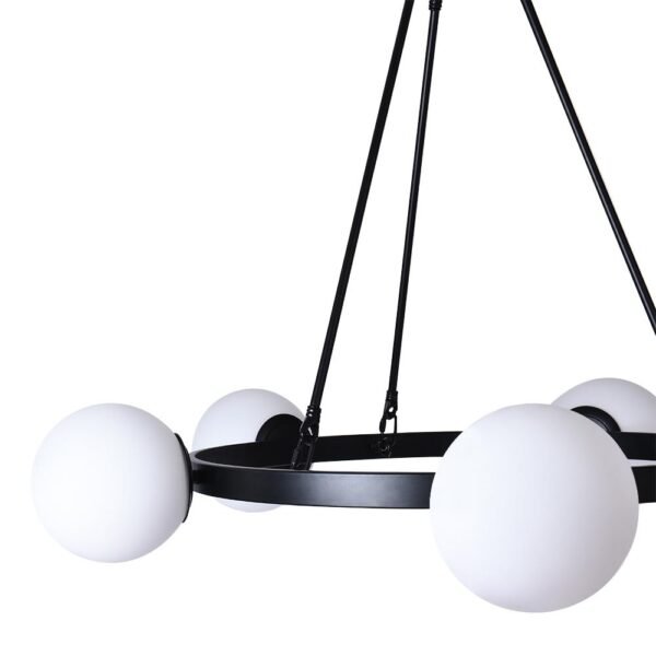 Milk Glass Globes Black Bubble Chandelier - Image 8