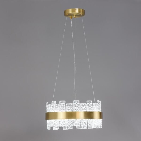 Brass Glass Strips LED Chandelier - Image 8