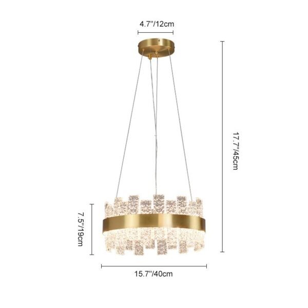 Brass Glass Strips LED Chandelier - Image 11