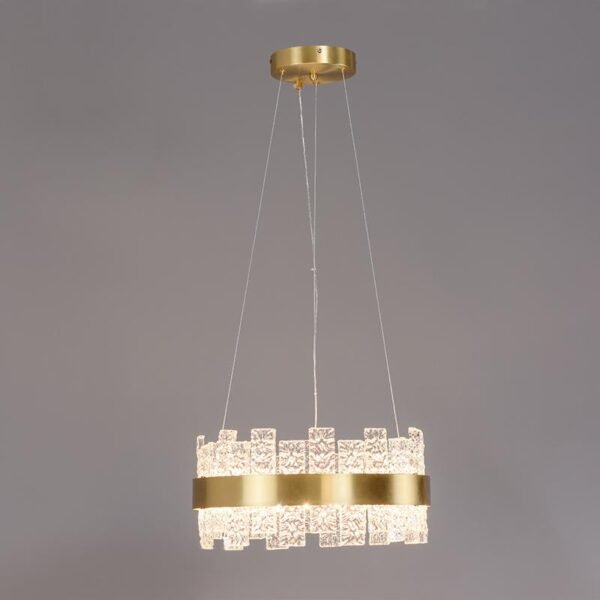 Brass Glass Strips LED Chandelier - Image 7