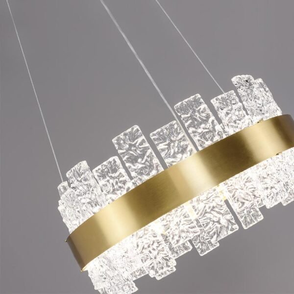 Brass Glass Strips LED Chandelier - Image 4