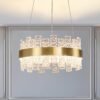 Brass Glass Strips LED Chandelier
