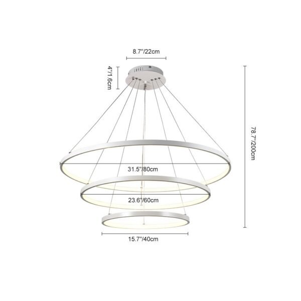 Dimmable LED Three-Ring Chandelier - Image 10