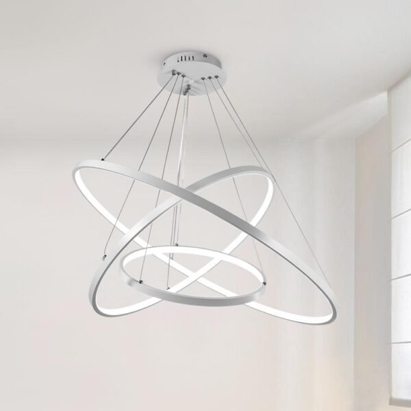 Dimmable LED Three-Ring Chandelier